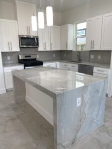 opus white island and kitchen countertops