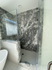 Tuscan grey shower walls