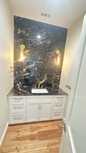 Titanium gold vanity and wall